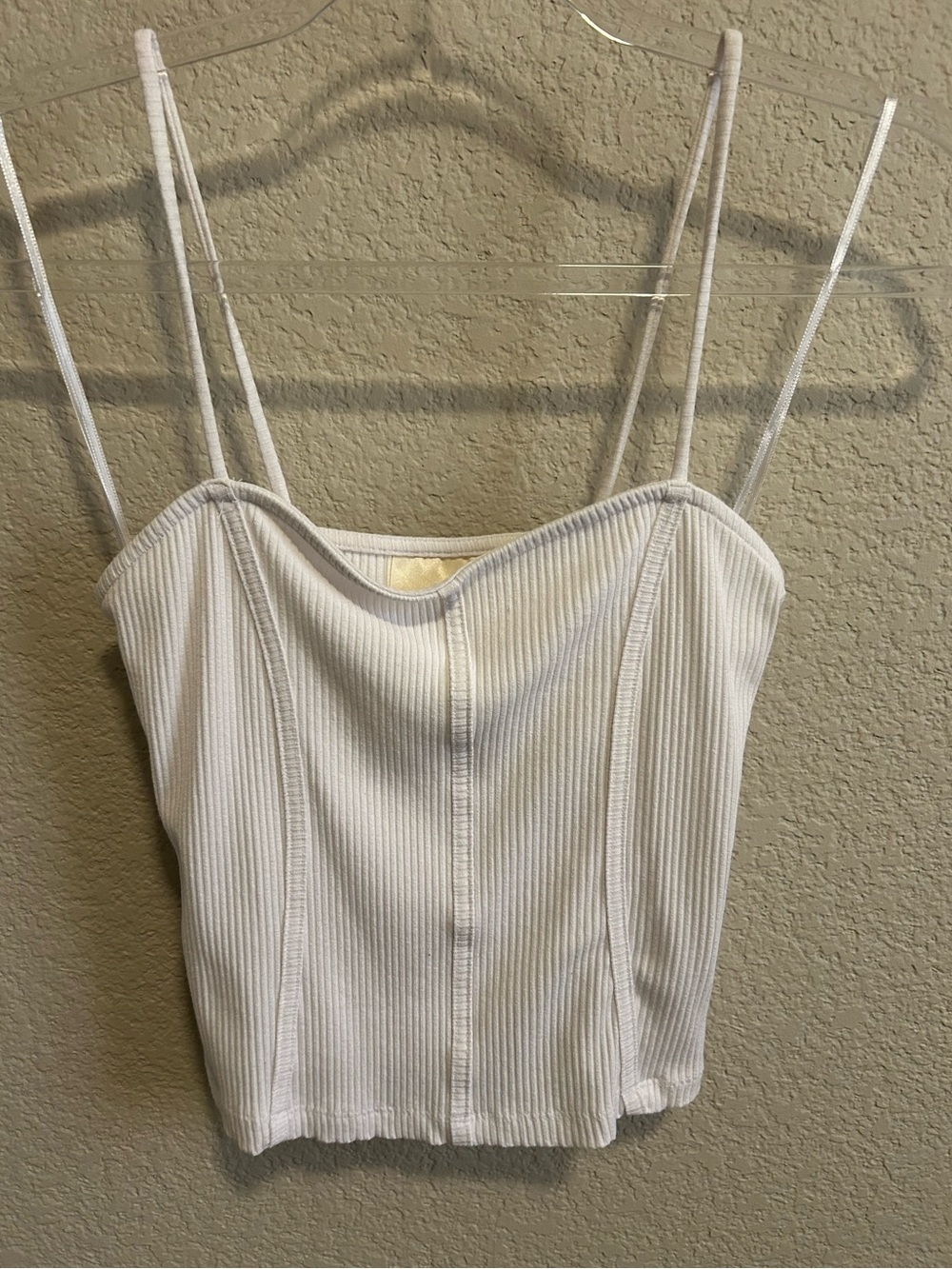 Anthropologie White Ribbed Corset Cami